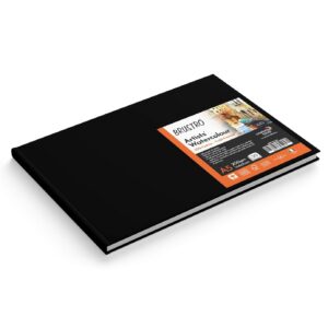 brustro artist's watercolor stitched bound journal | 200 gsm, a5, 30 sheets | cold pressed, 25% cotton, acid free | ideal for painting, acrylic, gouache. professionals, fine art students.