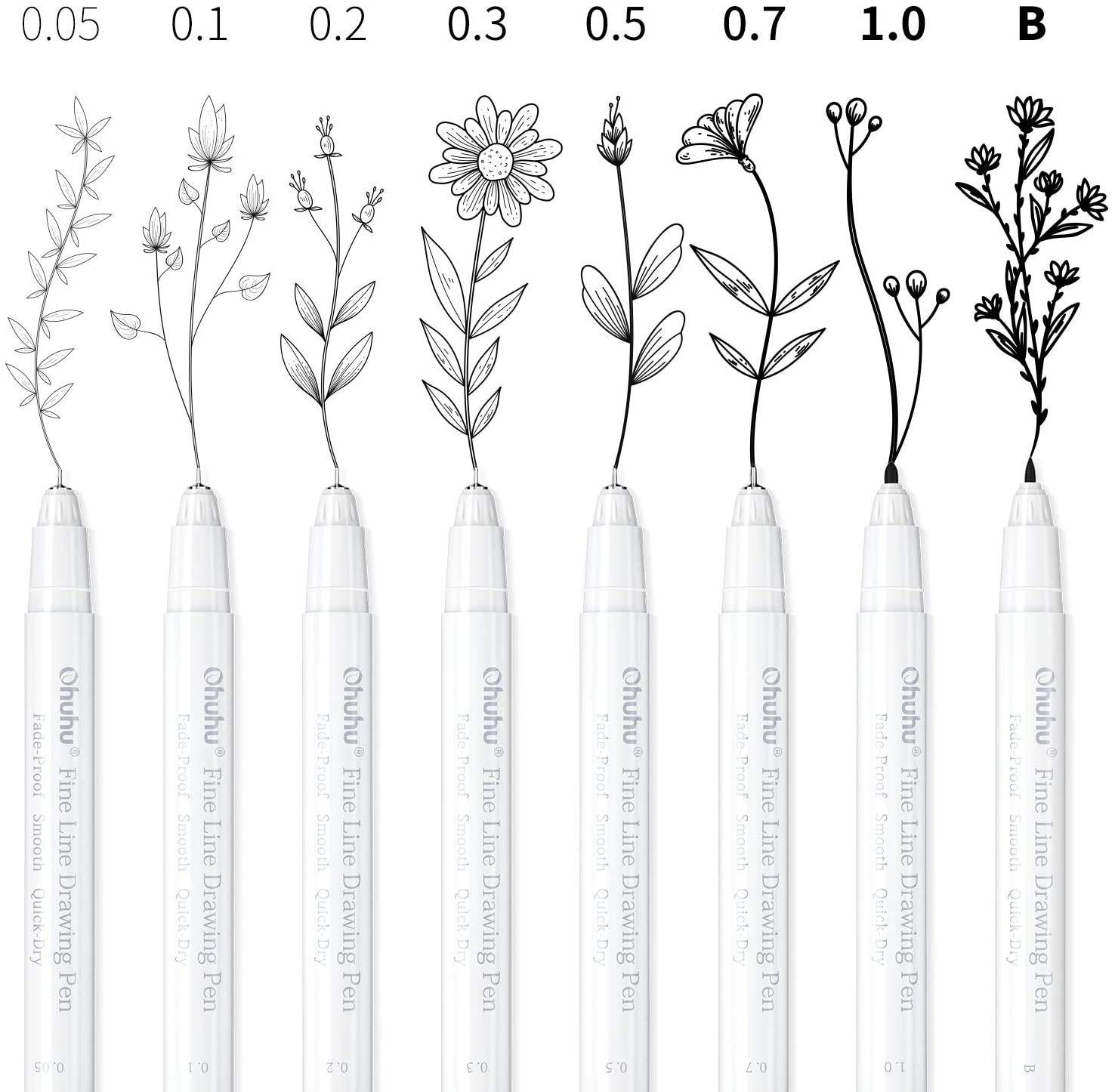 ohuhu fineliner drawing pens – 8 assorted tips | waterproof black ink ohuhu fineliner drawing pens – 8 assorted tips | waterproof black ink